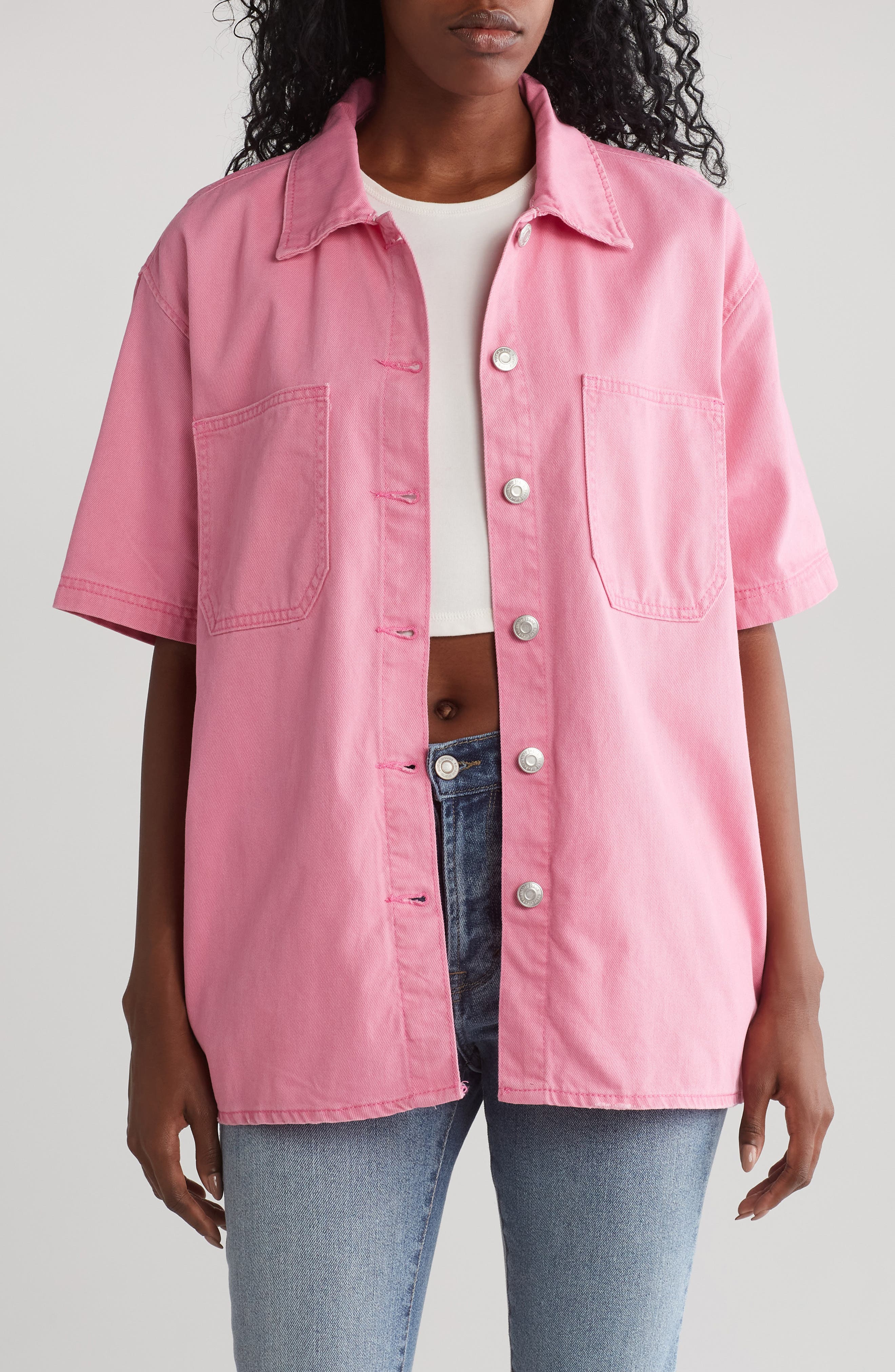 Kensie Short Sleeve Oversize Shacket