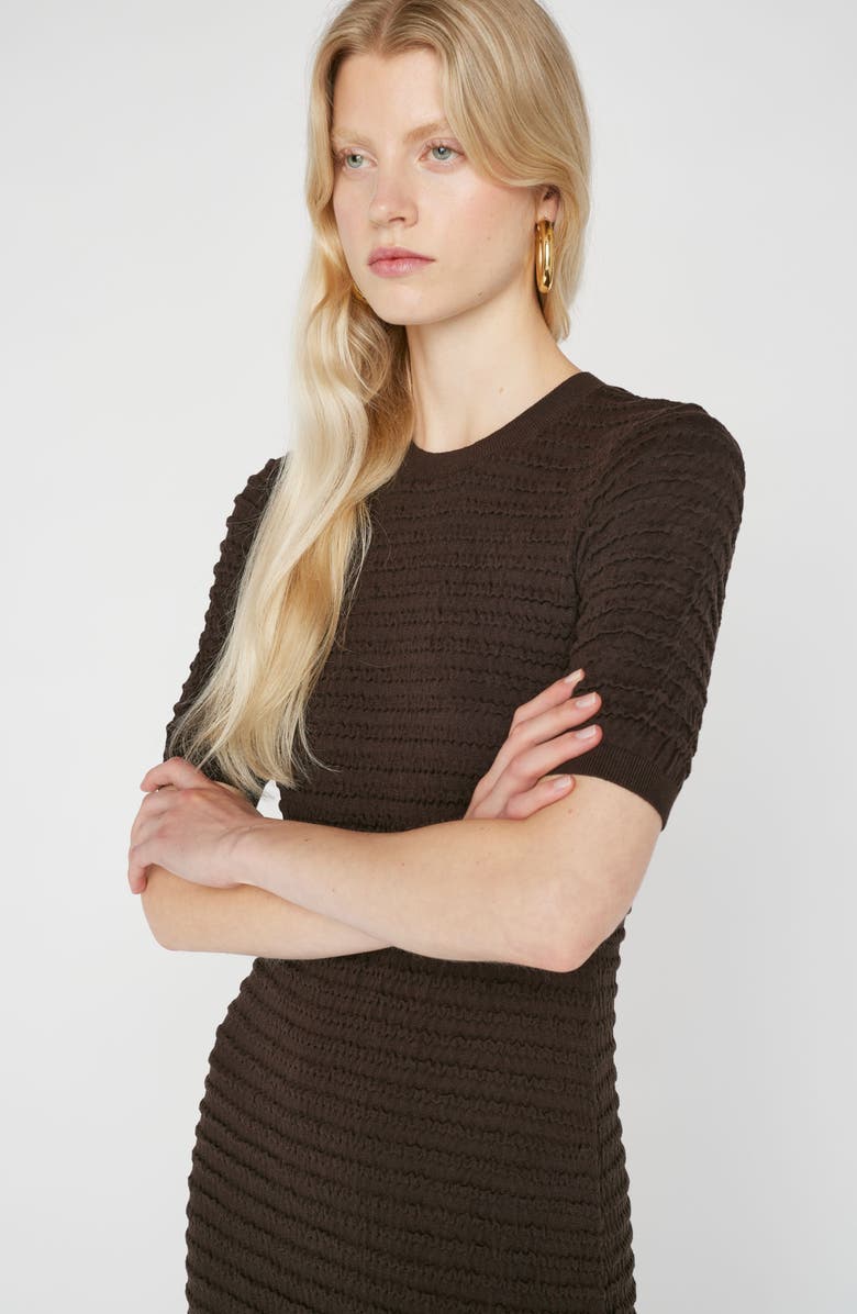 FRAME Smocked Silk & Cotton Knit Midi Dress, Alternate, color, 