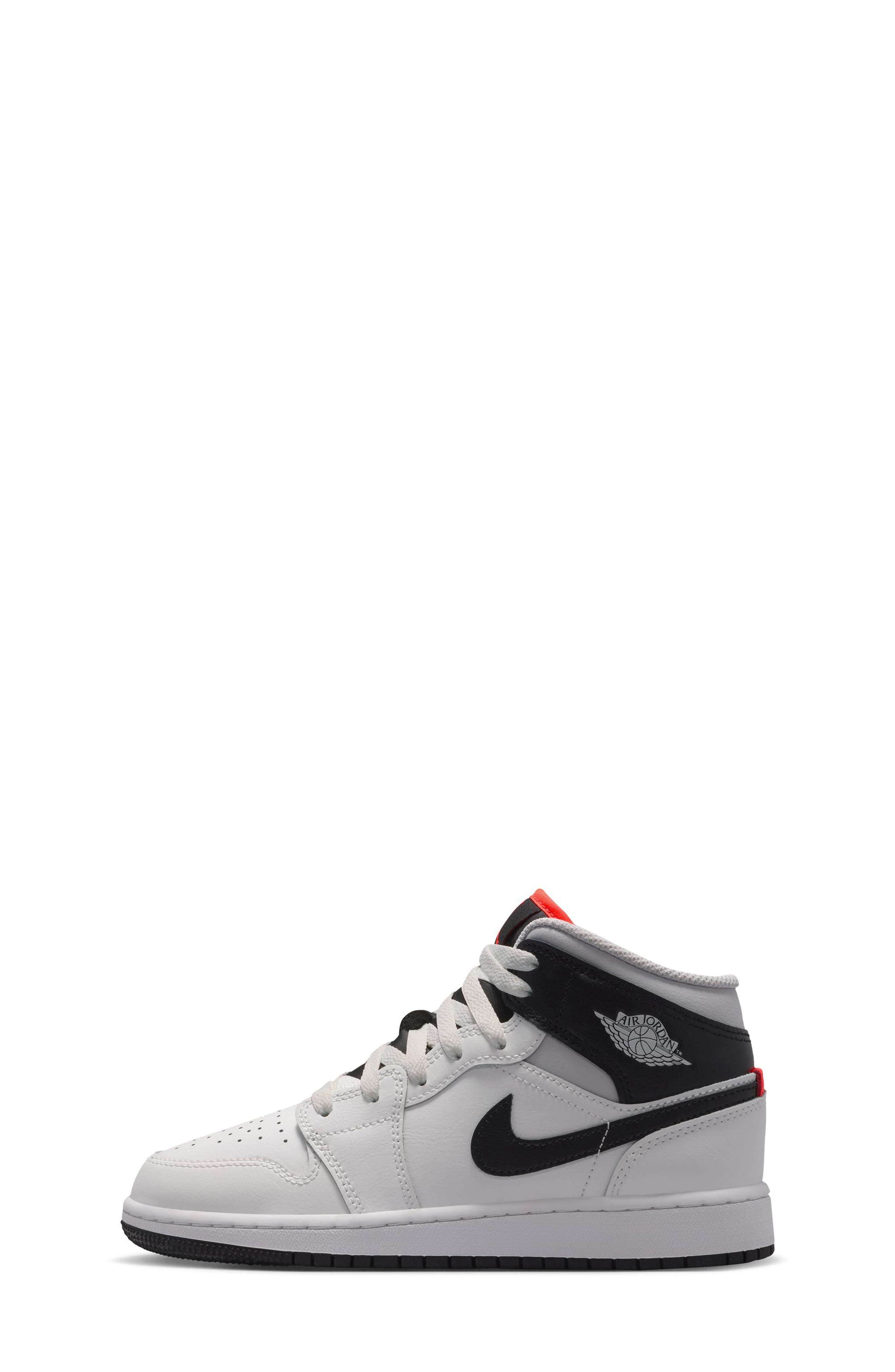 Jordan Kids' Air Jordan 1 Mid Sneaker, Alternate, color, Summit White/ Black/ Infrared