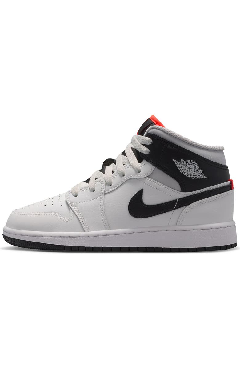 Jordan Kids' Air Jordan 1 Mid Sneaker, Alternate, color, Summit White/ Black/ Infrared