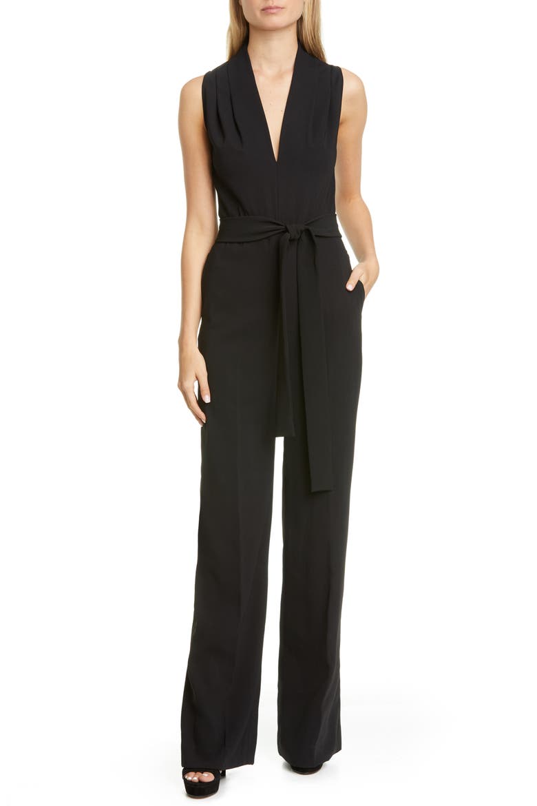 Belted Wide Leg Jumpsuit, Main, color, BLACK