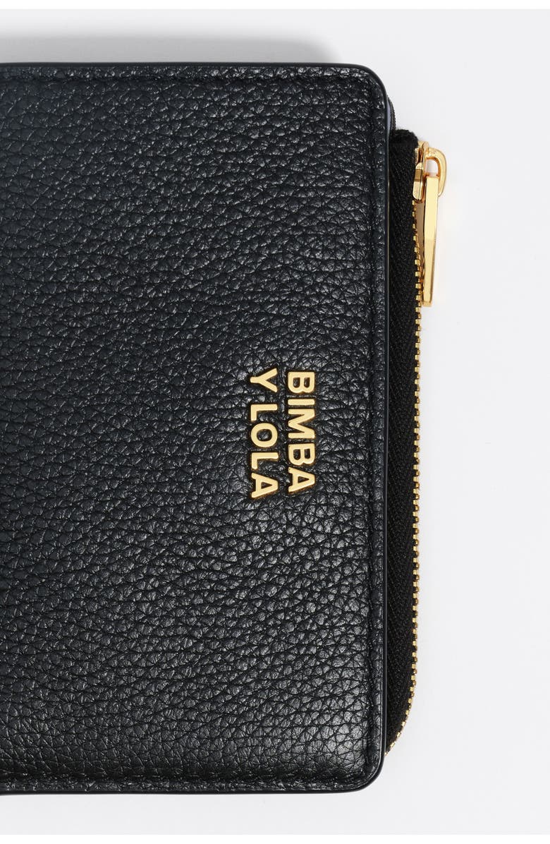 Bimba y Lola Rigid Leather Wallet, Alternate, color, Black