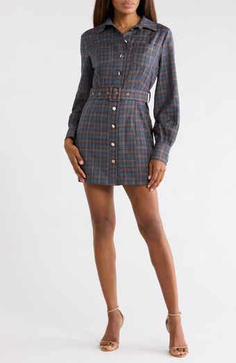 Blake Long Sleeve Plaid Mini Shirtdress
