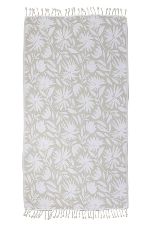 InfuseZen Whimsical Flower Organic Turkish Towel in Grey 
