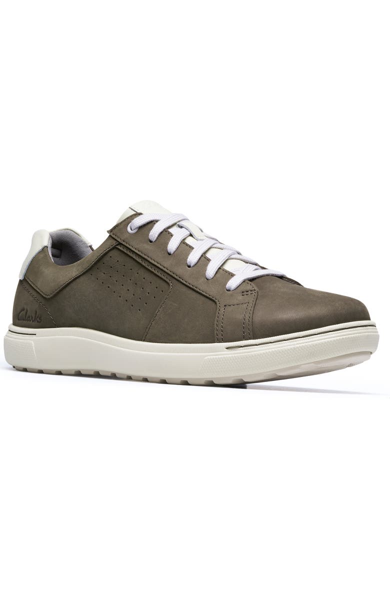 Clarks<sup>®</sup> Mapstone Tie Sneaker, Main, color, Olive Nubuck