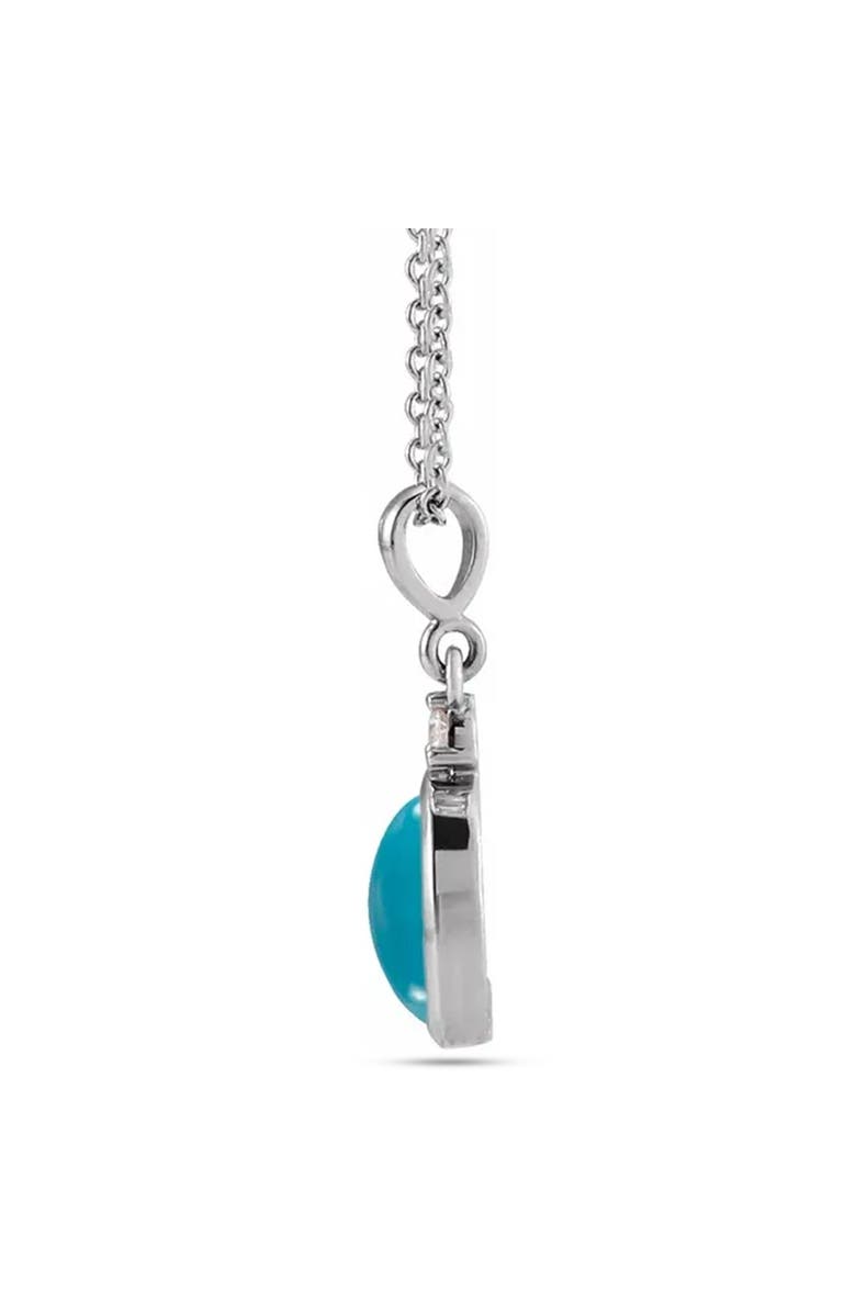 ALLUREZ Oval Natural Onyx & Diamond Pendant Necklace 14K 2.03ct, Alternate, color, Turquoise, White Gold