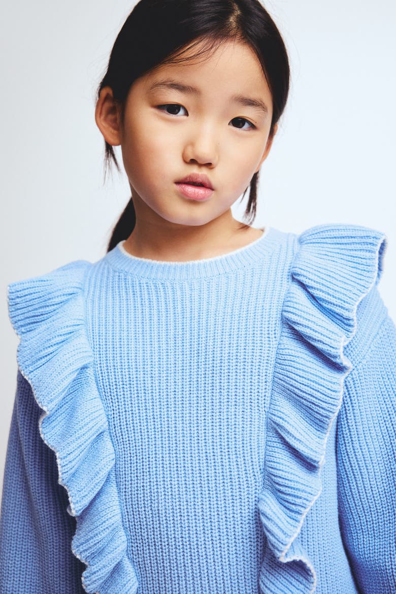 Frill-trimmed Jumper, Alternate, color, Blue