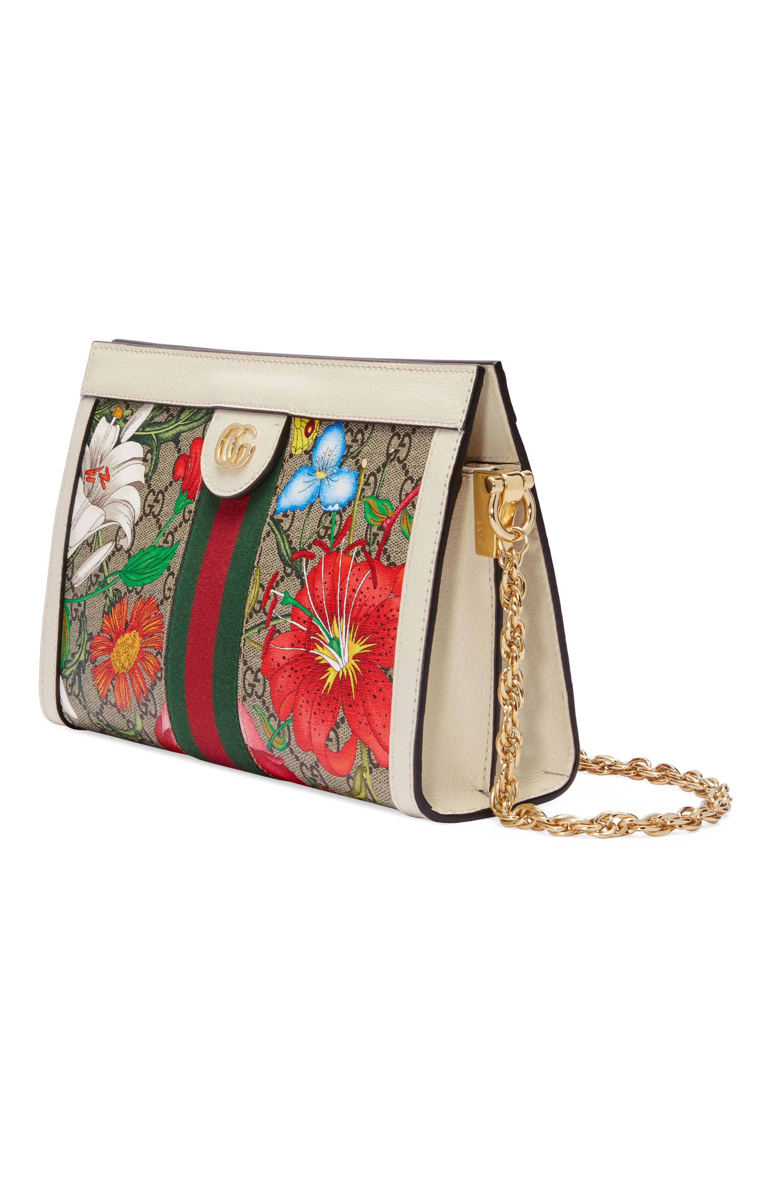 Gucci Small Ophidia Floral GG Supreme Canvas Shoulder Bag, Alternate, color, 