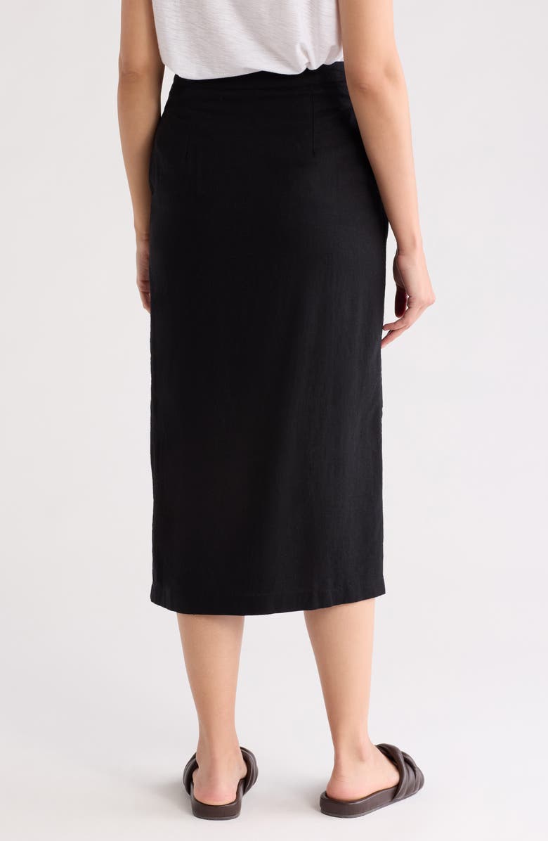 Melrose and Market Faux Wrap Linen Blend Midi Skirt, Alternate, color, 