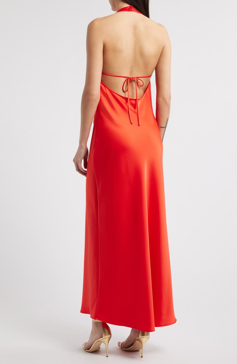 WAYF Irene Halter Neck Satin Slipdress, Alternate, color, Persimmon