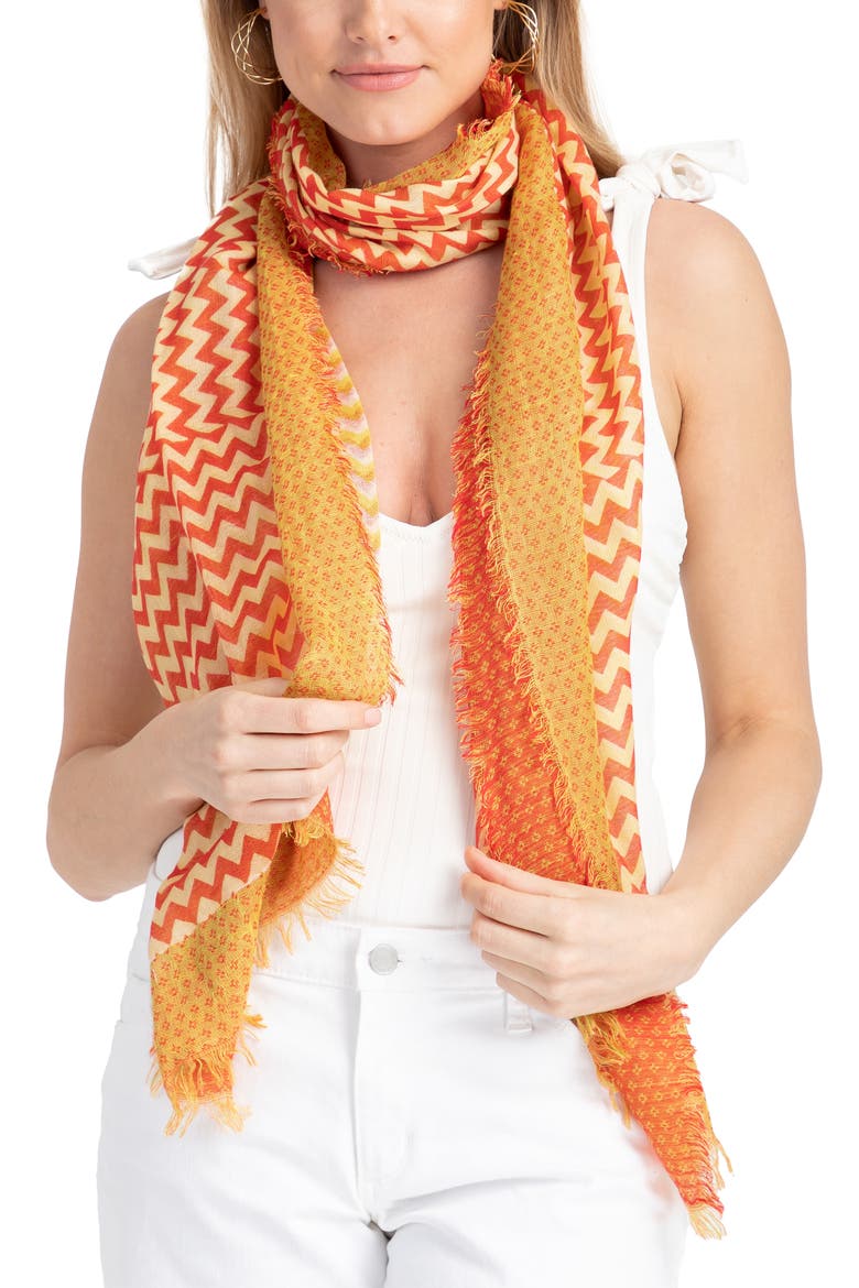 Sunburst Chevron Scarf, Main, color, ORANGE