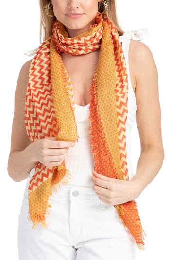 Saachi Sunburst Chevron Scarf In Orange