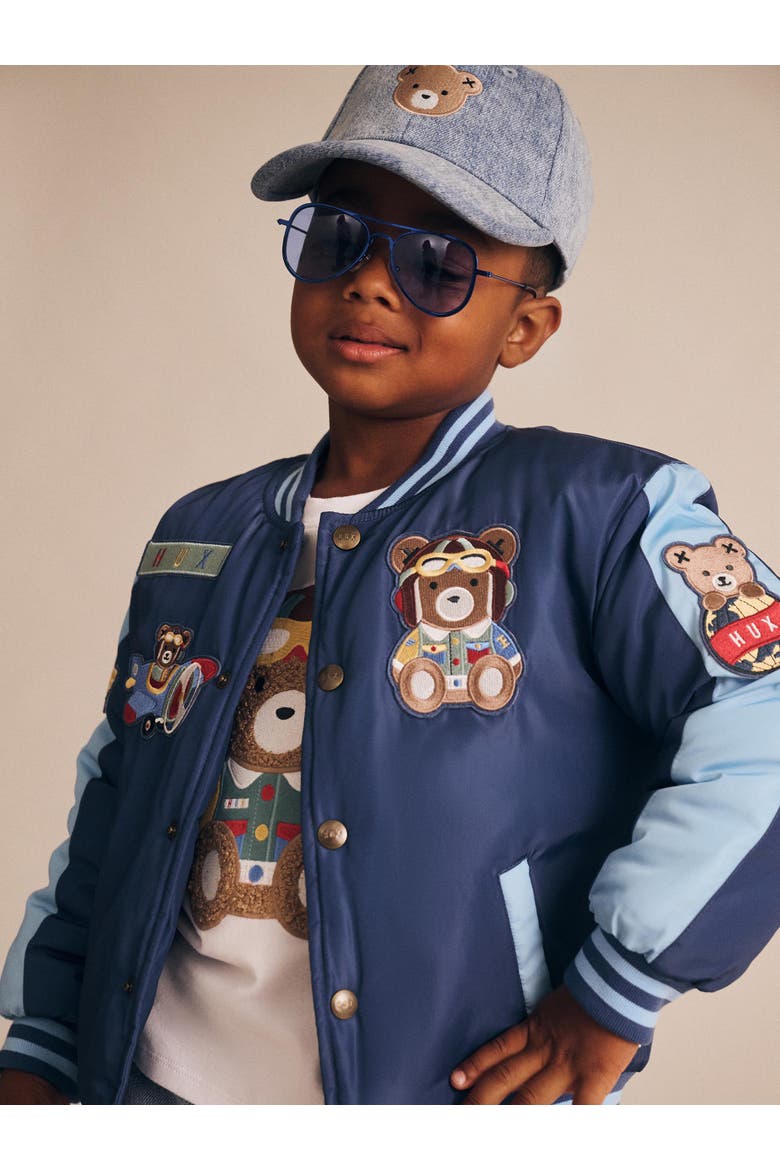 Aviator Varsity Bomber Jacket, Alternate, color, NAVY/LAKE