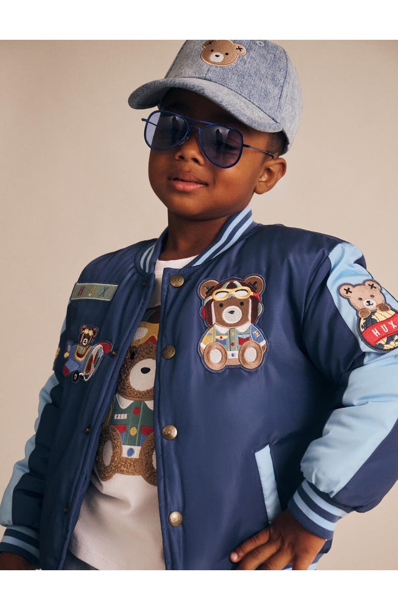 Huxbaby Aviator Varsity Bomber Jacket, Alternate, color, Navy/Lake