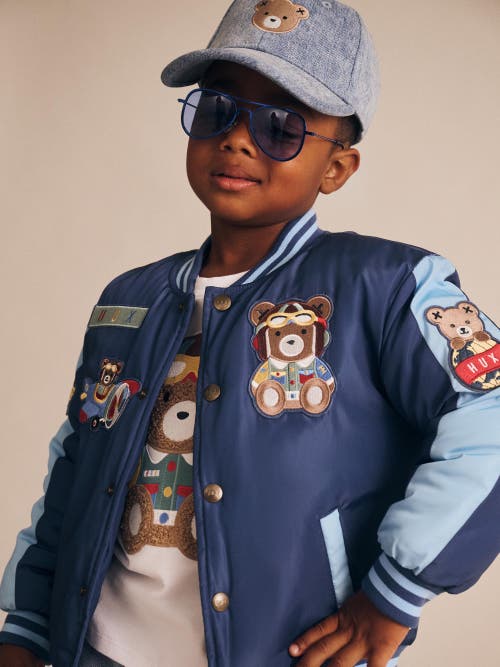 Huxbaby Aviator Varsity Bomber Jacket In Blue