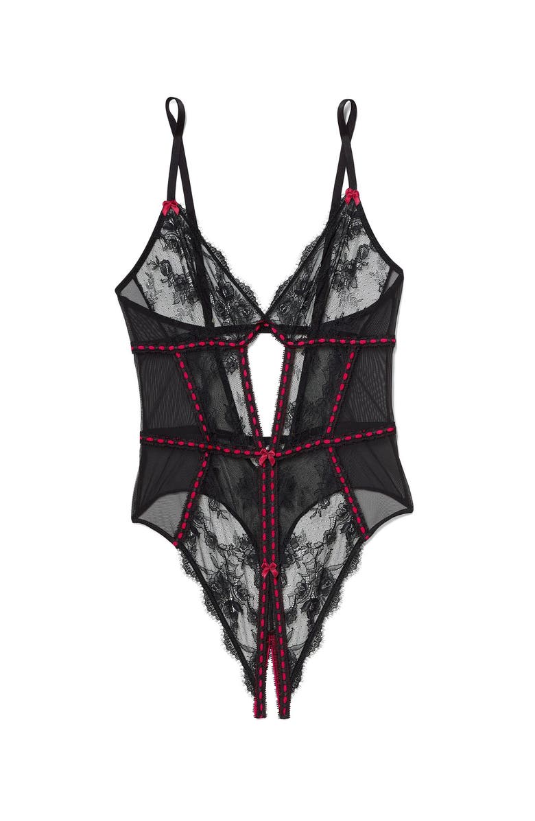 Adore Me Laylia Crotchless Bodysuit Lingerie, Alternate, color, Black
