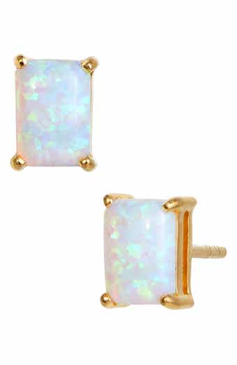 SAVVY CIE JEWELS Vermeil Sterling Silver Emerald Cut CZ Box Stud Earrings