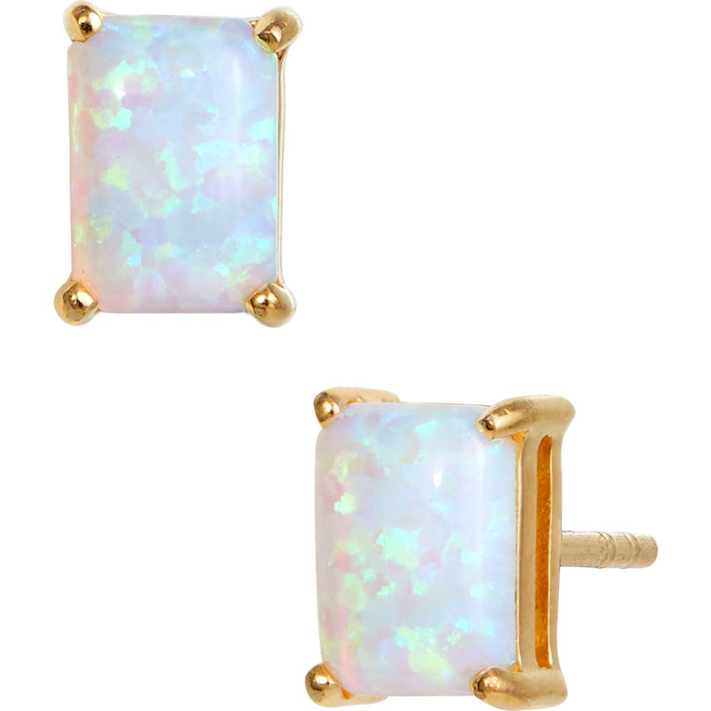 Savvy Cie Jewels Vermeil Sterling Silver Emerald Cut Cz Box Stud Earrings In Gold