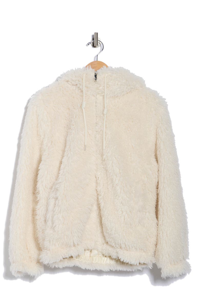 Sam Edelman Teddy Faux Shearling Hooded Jacket, Alternate, color, Ivory
