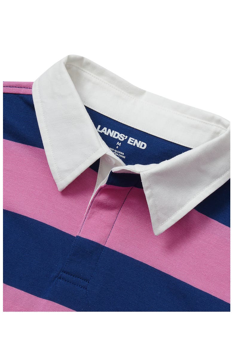 Girls Long Sleeve Stripe Rugby Shirt, Alternate, color, Fuchsia/Blue Stripe