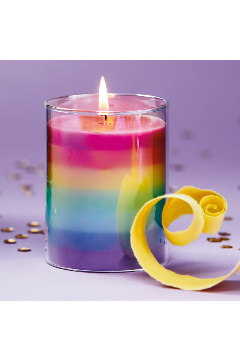 Vanilla Rainbow Candle Multi Glass Everyday, Alternate, color, Pink