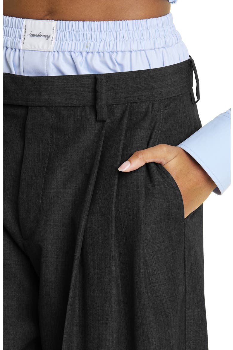 Exposed Boxer Layer Pleated Straight Leg Trousers, Alternate, color, 001 BLACK