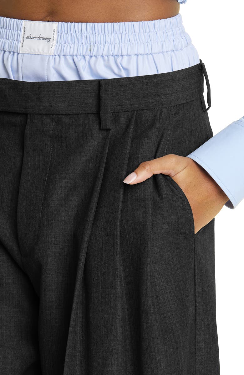 Alexander Wang Exposed Boxer Layer Pleated Straight Leg Trousers, Alternate, color,