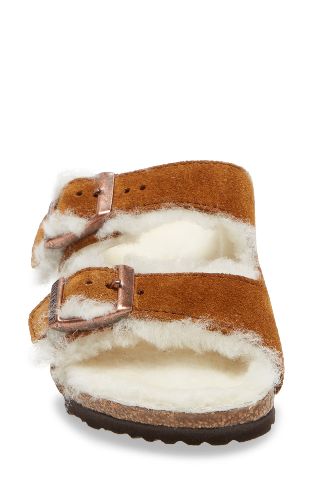 Kids' Arizona Genuine Shearling Slide Sandal, Alternate, color, BROWN