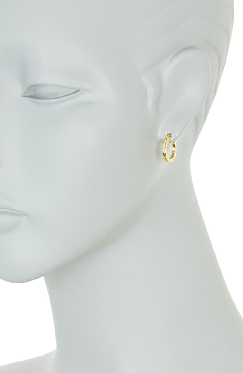 Argento Vivo Sterling Silver 18K Gold Plated Sterling Silver Diamond Cut Hoop Earrings, Alternate, color, 