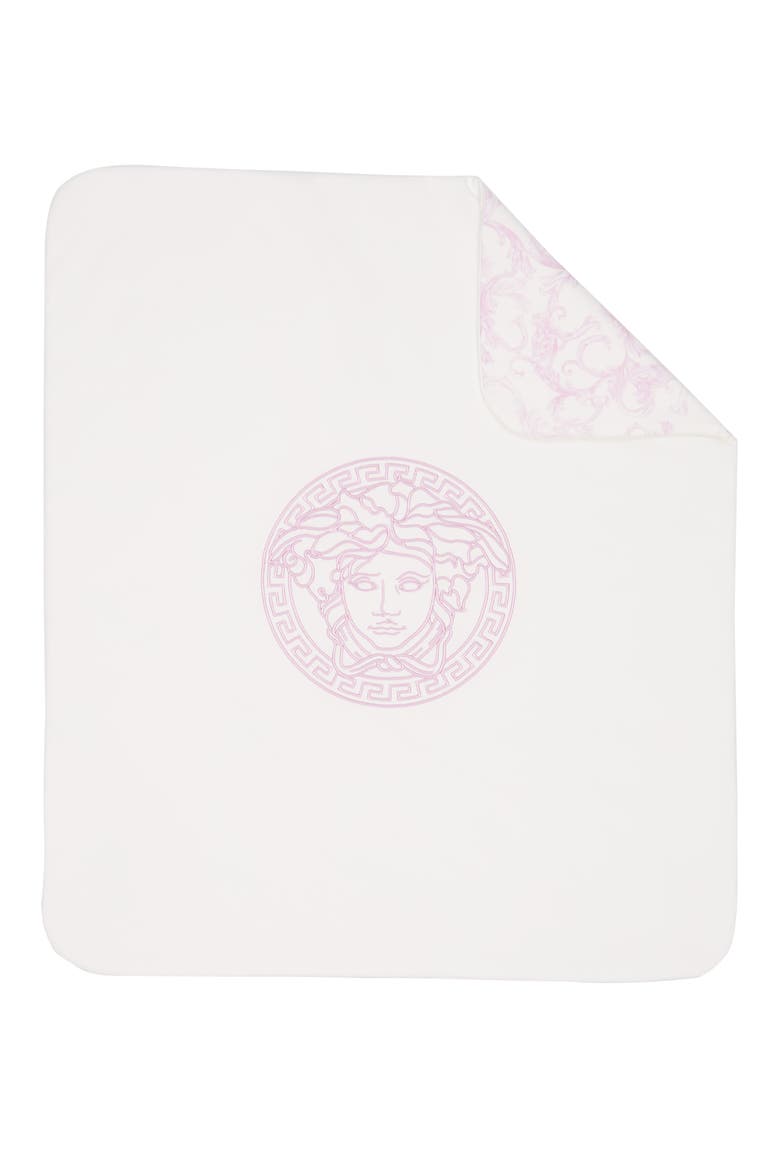 Barocco Reversible Baby Blanket, Main, color, 5120 WHITE PINK