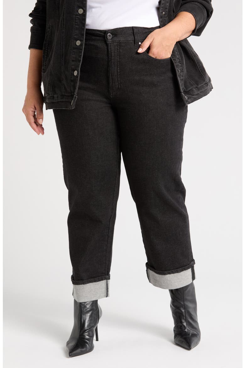 Stevie Cuff Jeans, Main, color, BLACK SELVEDGE
