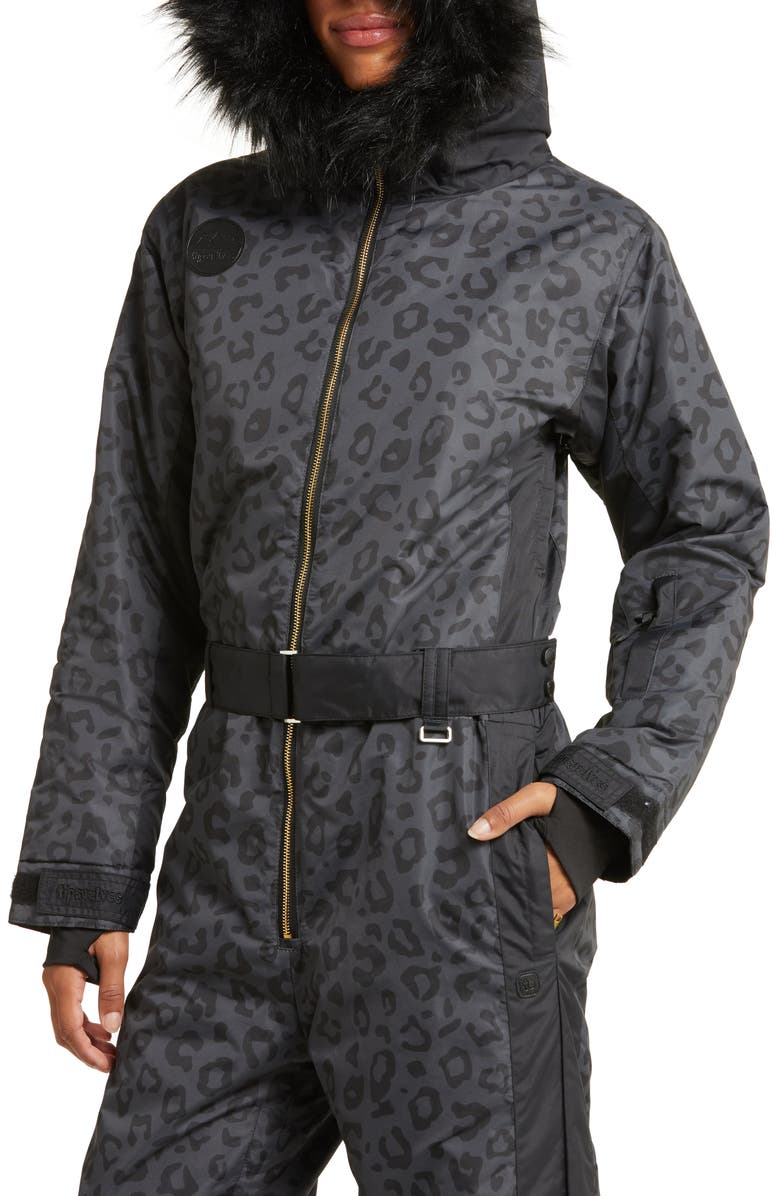 TIPSY ELVES Midnight Leopard Waterproof Snowsuit, Alternate, color, 
