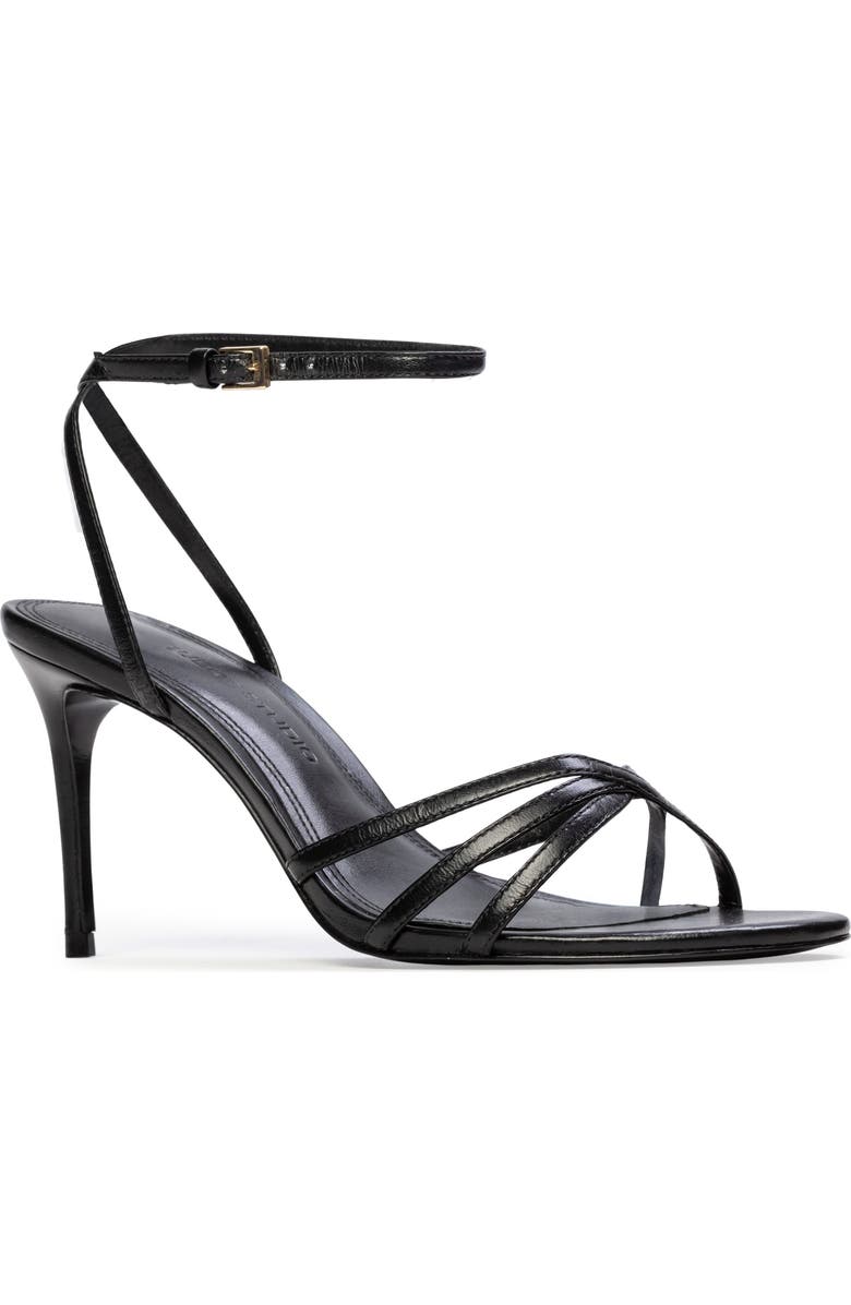 BLACK SUEDE STUDIO Olie 80 Sandal, Alternate, color, Black Leather