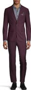 SOUL OF LONDON Solid Two Button Notch Lapel Slim Fit Suit