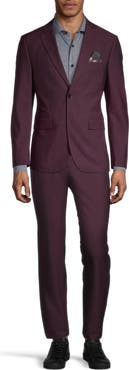 SOUL OF LONDON Solid Two Button Notch Lapel Slim Fit Suit