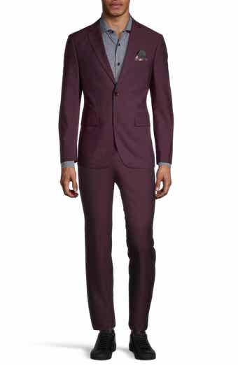 SOUL OF LONDON Solid Two Button Notch Lapel Slim Fit Suit