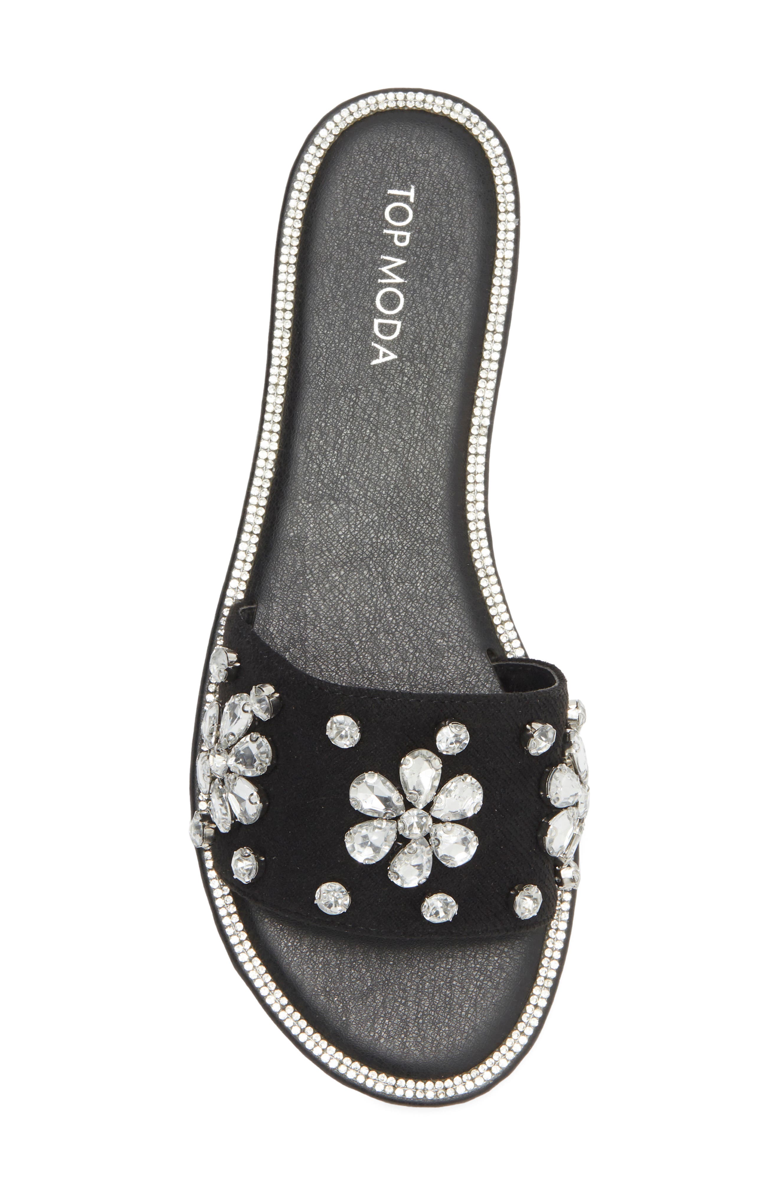 TOP MODA Paz Slide Sandal, Alternate, color, Black Denim