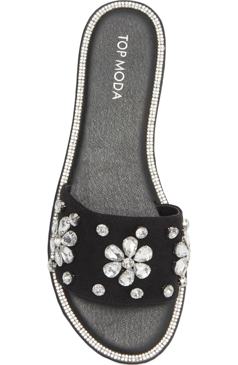 TOP MODA Paz Slide Sandal, Alternate, color, Black Denim