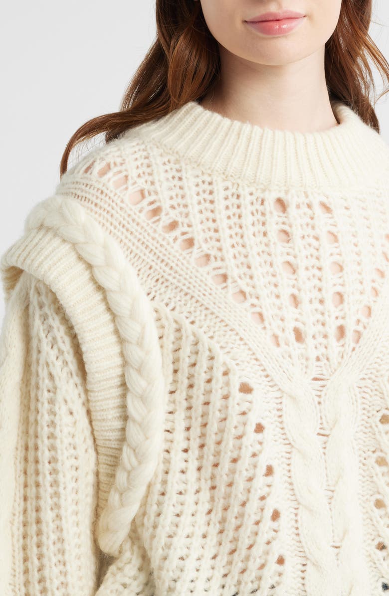 BOSS Orange Fasta Cable Knit Sweater, Alternate, color, Open White