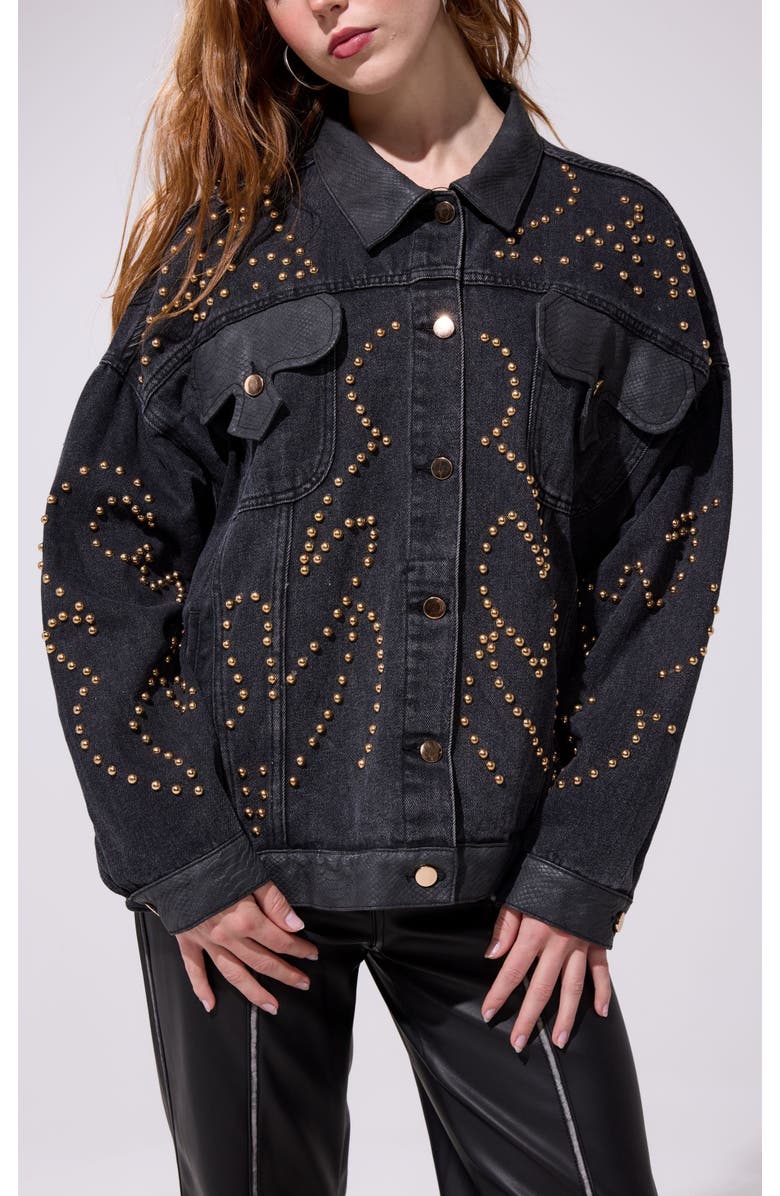 AZALEA WANG Ricki Denim Jacket, Alternate, color, Black
