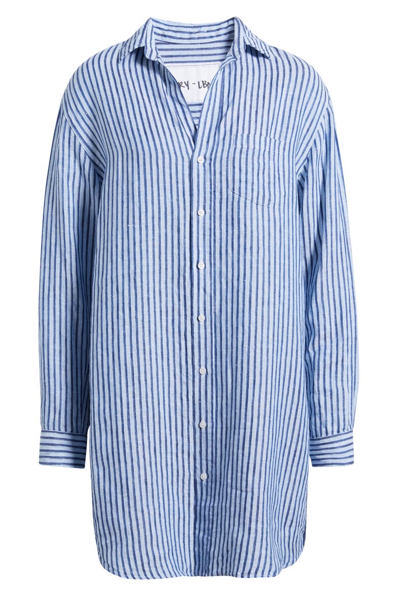 Mary Classic Long Sleeve Shirtdress, Alternate, color, BLUE NAVY TEXTURED STRIPE