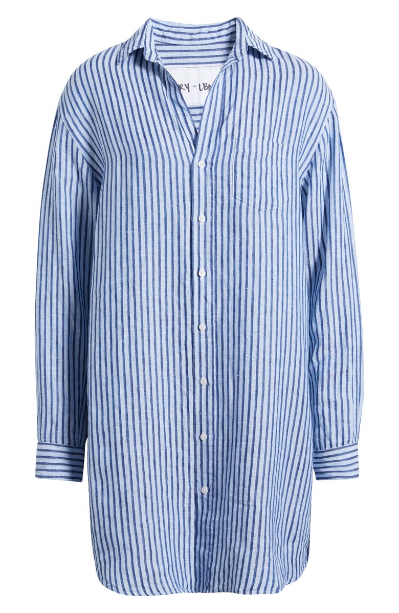 Frank & Eileen Mary Classic Long Sleeve Shirtdress, Alternate, color, Blue Navy Textured Stripe