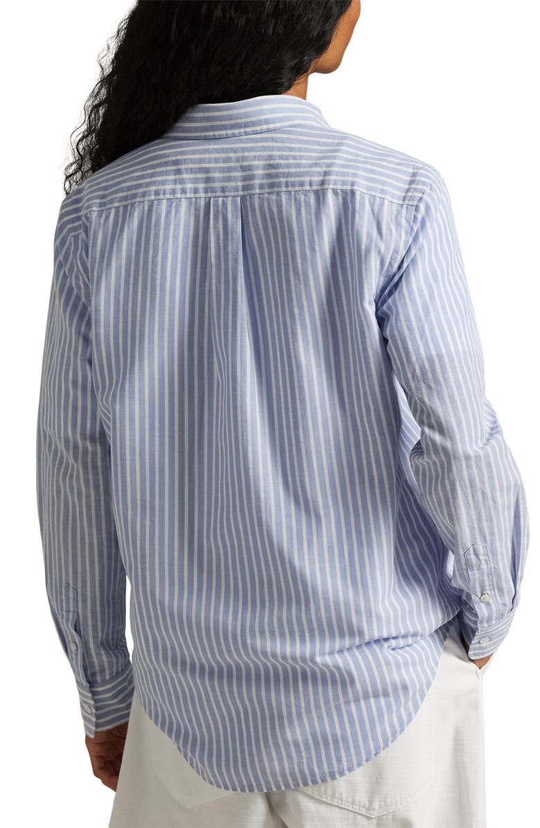 Polo Ralph Lauren Classic Fit Stripe Cotton & Linen Button-Up Shirt, Alternate, color, Dress Shirt Blue/White