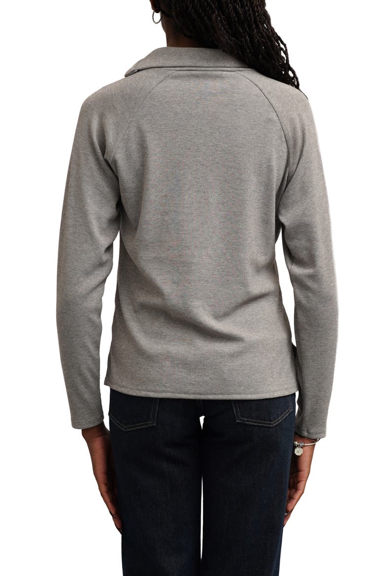Asymmetric Neck Button Trim Top, Alternate, color, GREY