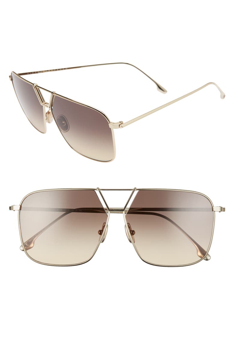 60mm Gradient Aviator Sunglasses, Main, color, GOLD/ BROWN