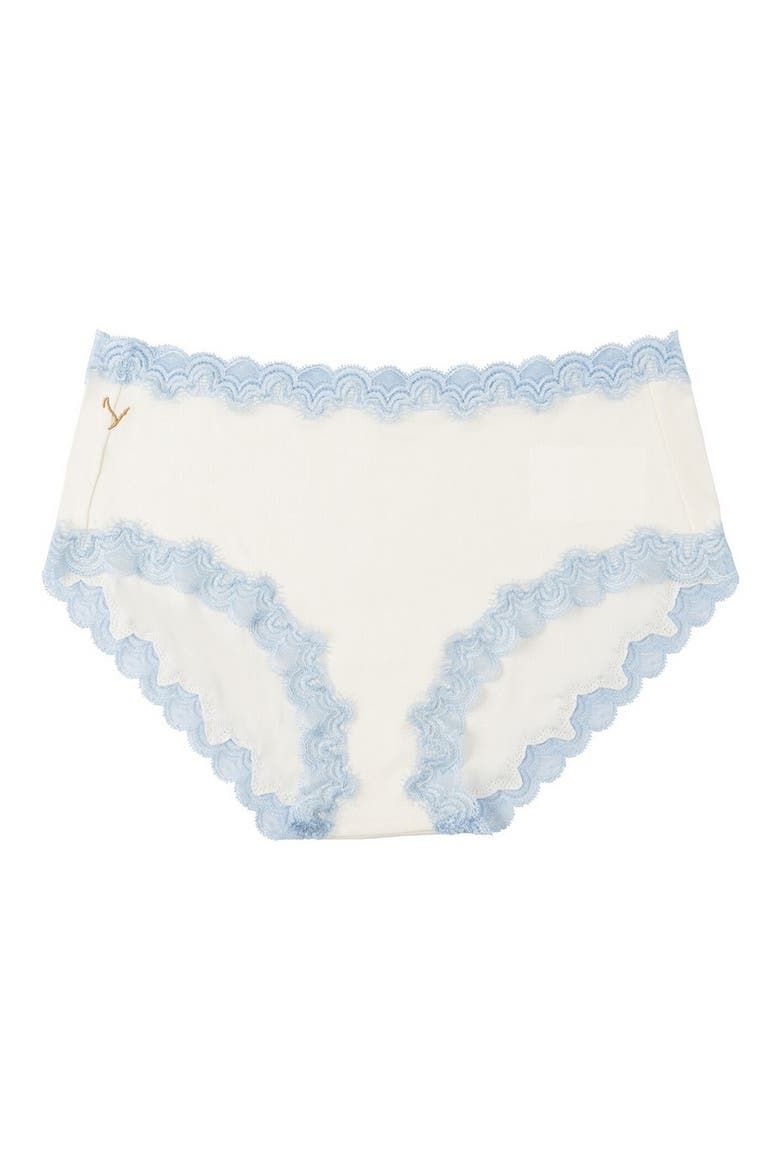 Soft Silk Lace Trim Silk Briefs, Alternate, color, WHITE WITH SKY BLUE