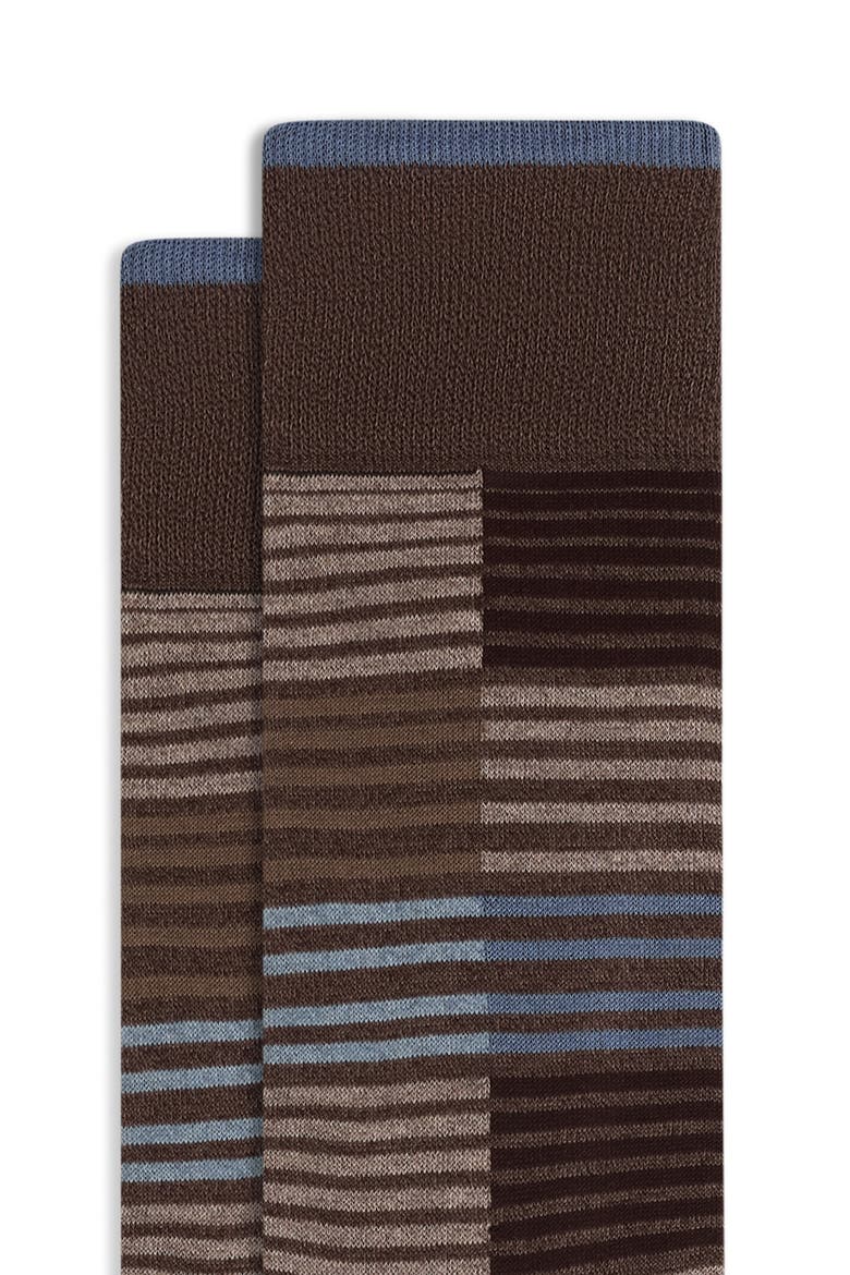 Stripe Cotton Blend Dress Socks, Alternate, color, MOCHA