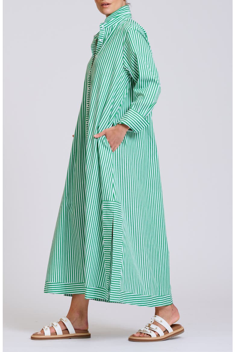 Sybil Stripe Long Sleeve Cotton Shirtdress, Alternate, color, PEA GREEN STRIPE