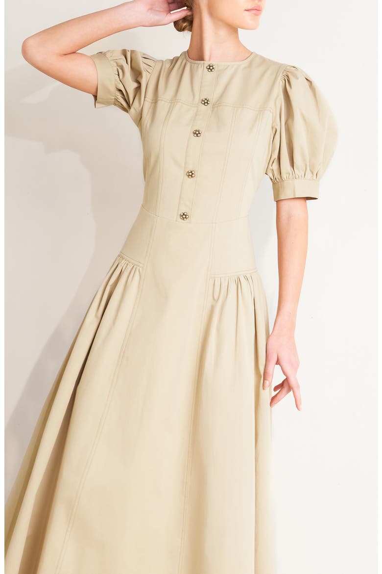 Solid Midi Dress, Alternate, color, KHAKI
