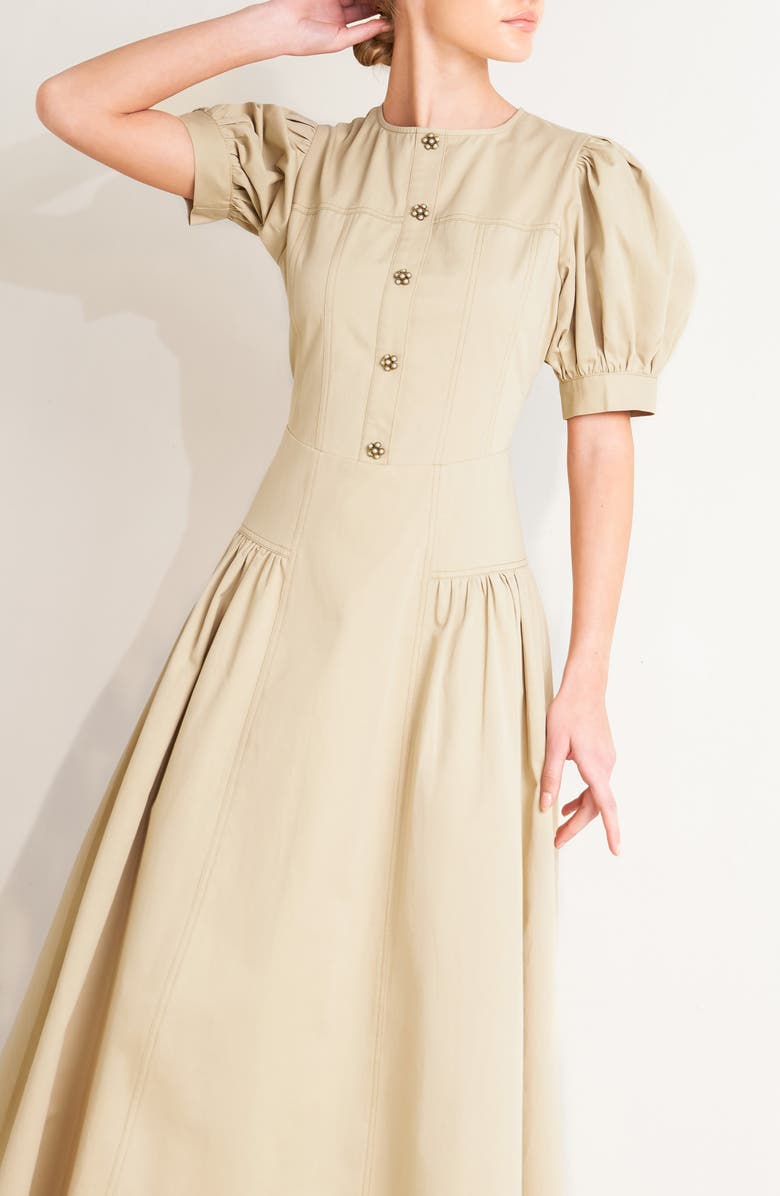 FREEMARKET Solid Midi Dress, Alternate, color, Khaki